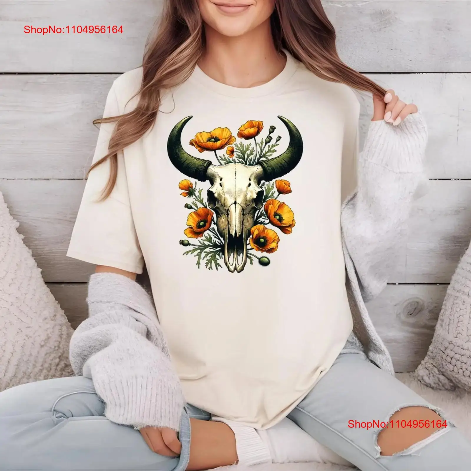 Vintage Vibes Fashion - Rustieke Zuidwestelijke Koe Schedel Vibe T-shirt