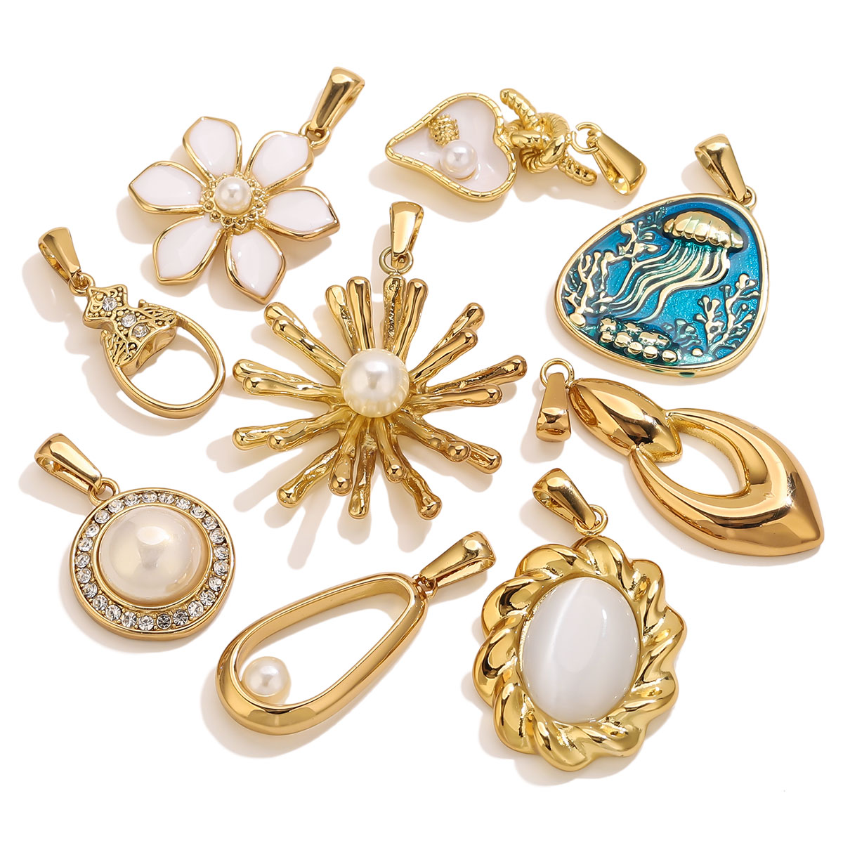 Vintage Fashion Nova - 1 stuks 18K verguld roestvrijstalen bloemencharms