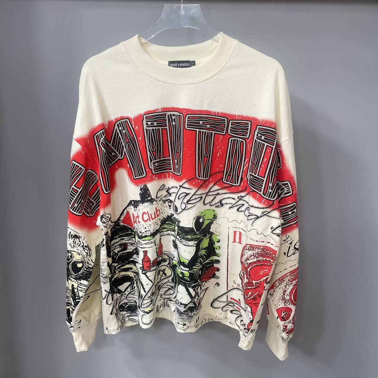 Usa Vintage Fashion - Hoogwaardig designer MIXED-EMOTION T-shirt met lange