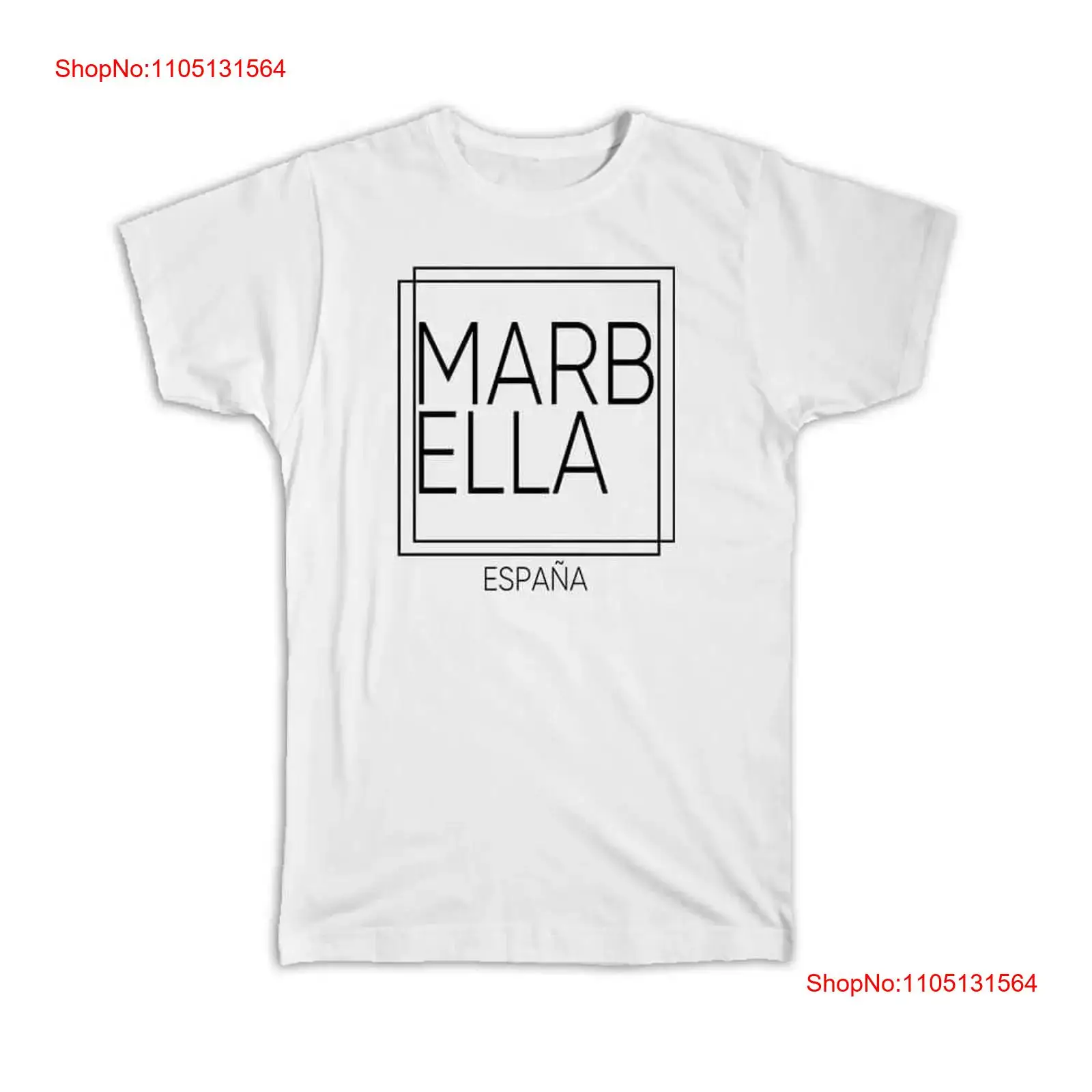 Vintage Fashion Font - T-shirt MARBELLA Spanje Vierkant Modern Minimalistisch