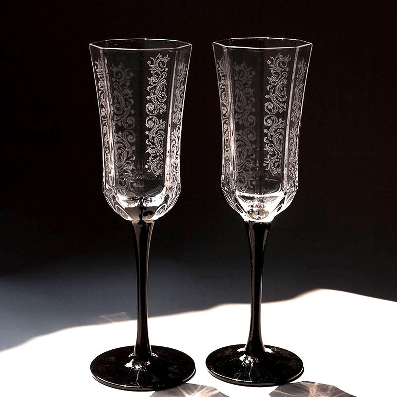 French Vintage Fashion - Franse Vintage Champagneglas Zwarte Zwaan Valentijnsdag