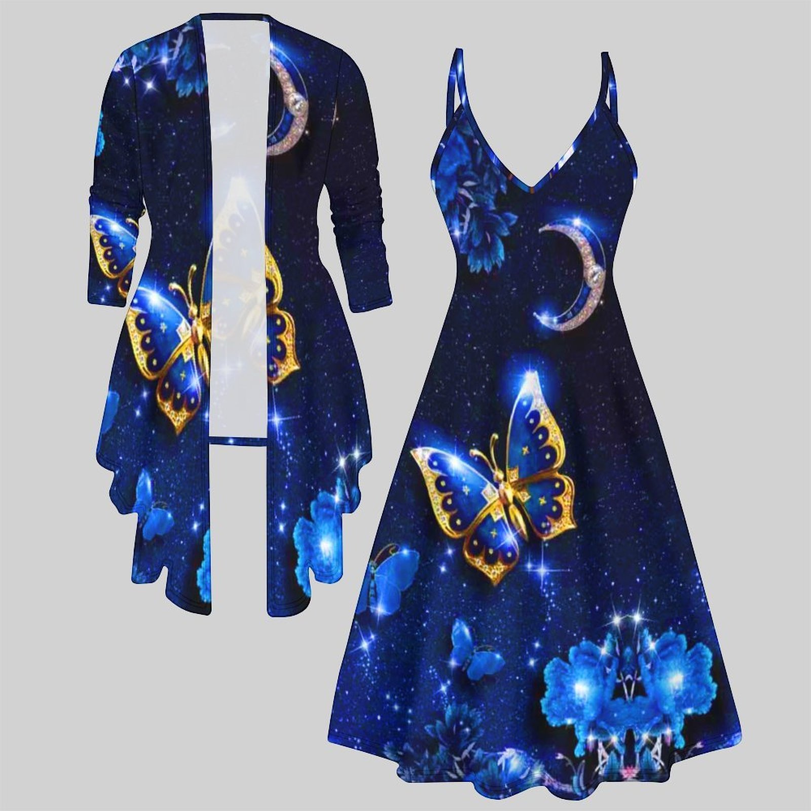 Vintage Fashion Wear - Vintage print tweedelige bijpassende set dames