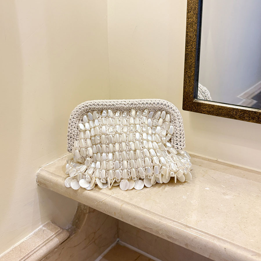 French Vintage Fashion - Franse handgeweven kralen clutch tas 2026