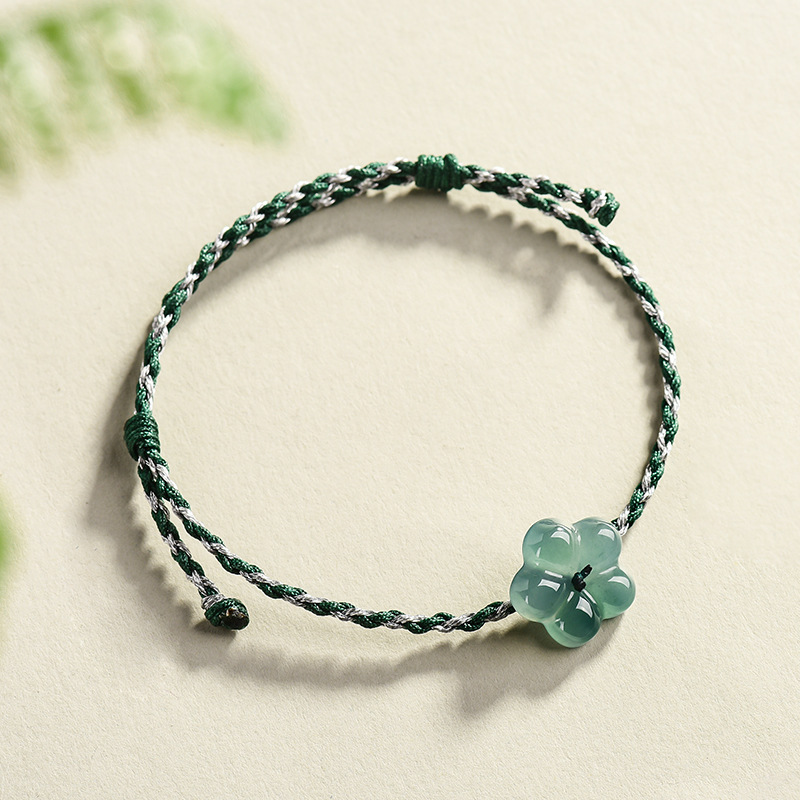 Usa Vintage Fashion - Birmese Jadeïet Bloemarmband Natuurlijke Jade Charme
