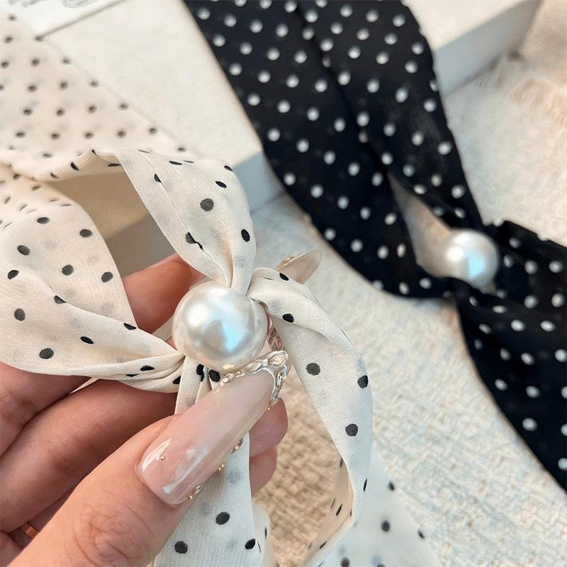 Vintage Fashion Wear - Vintage chiffon sjaal met polkadotprint en