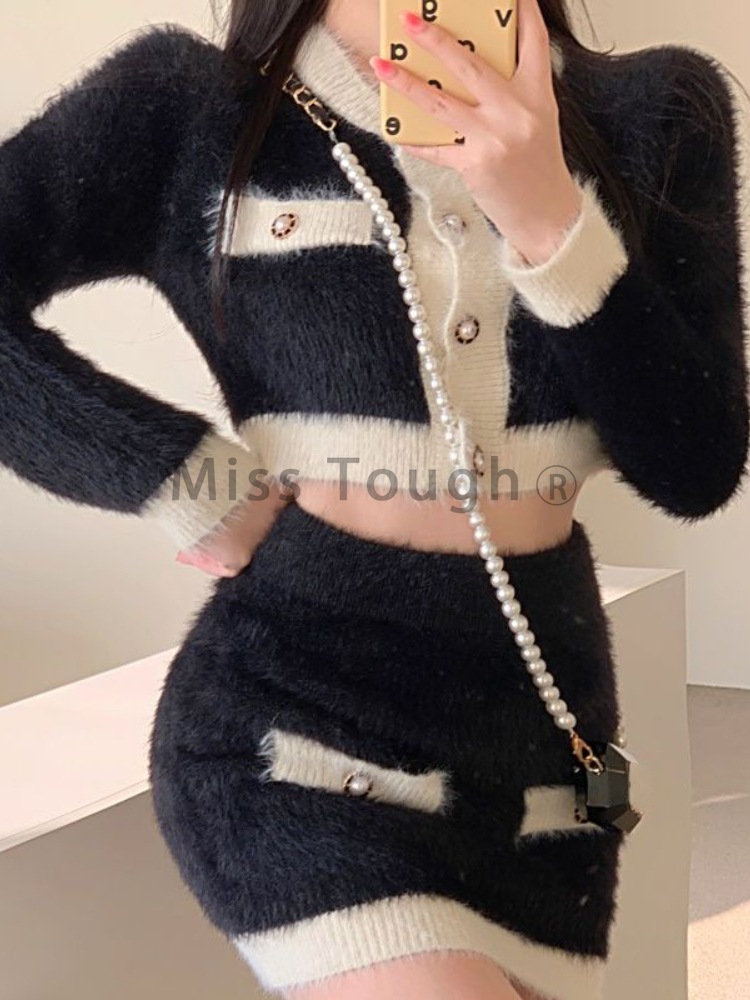 Winter Pluizig Gebreide 2-deli - French Vintage Fashion recensie en prijs