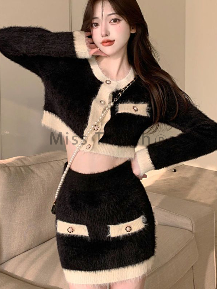 Winter Pluizig Gebreide 2-deli - French Vintage Fashion recensie en prijs