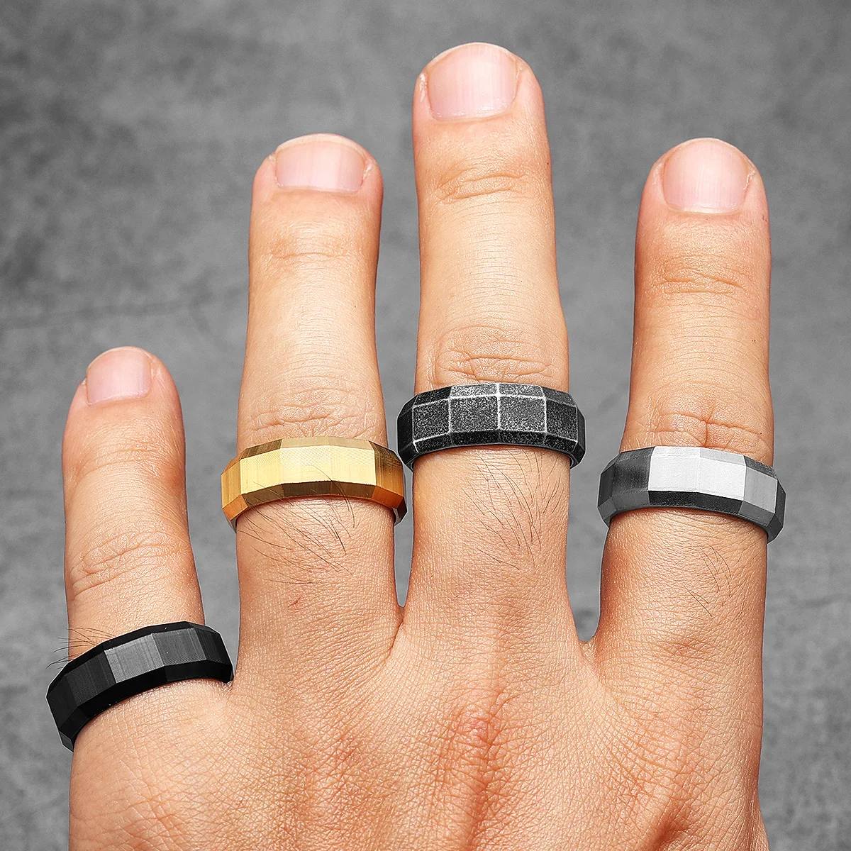 Geometrische Cuts Mannen Ringe - Vintage Fashion Newtown recensie en prijs