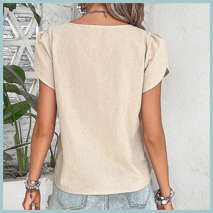Zomerblouse 2024 in effen kleu - Usa Vintage Fashion recensie en prijs