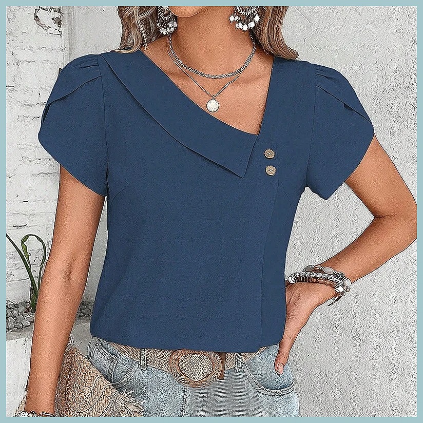 Zomerblouse 2024 in effen kleu - Usa Vintage Fashion recensie en prijs