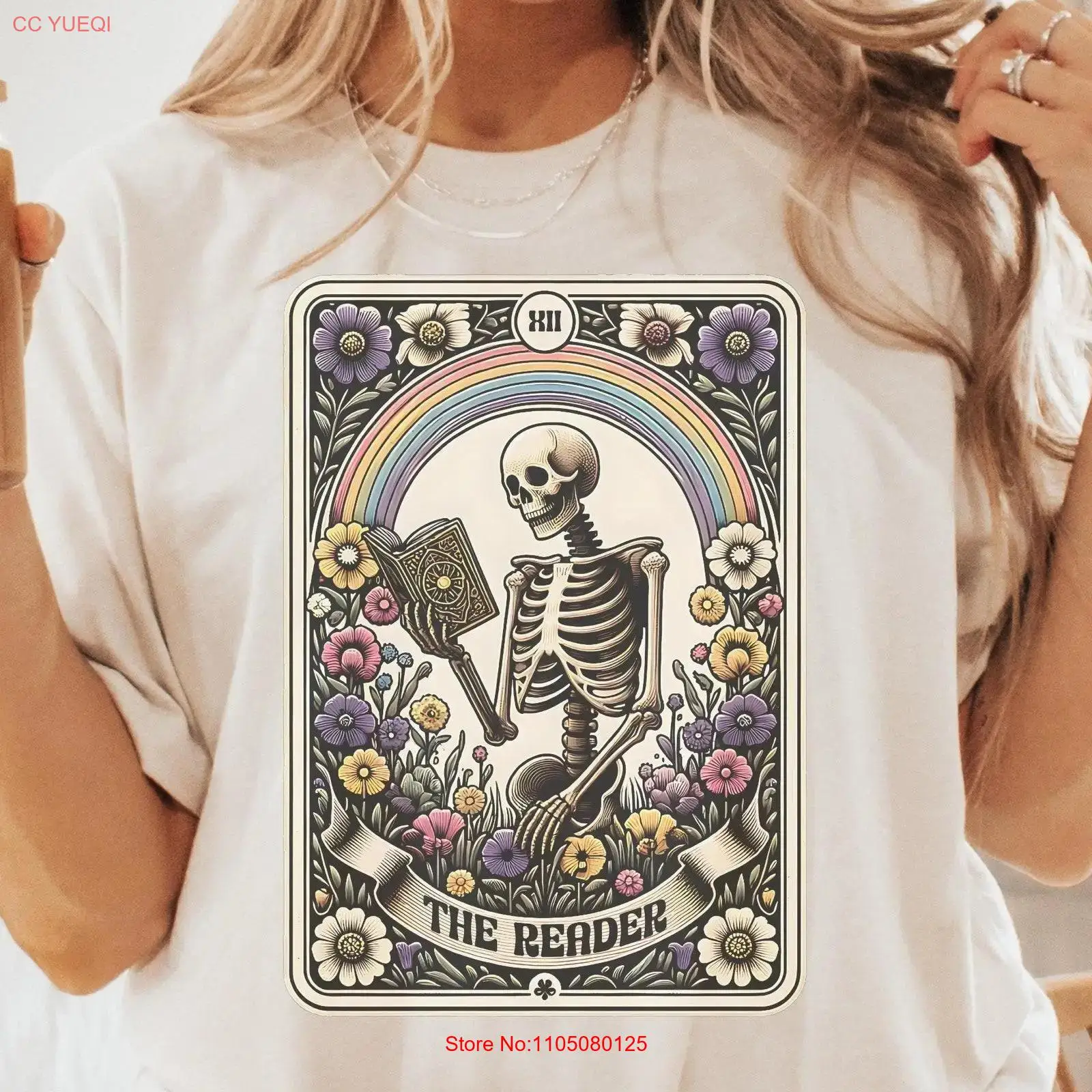 De lezer TaroT T-shirt skelet  - Vintage Fashion Books recensie en prijs